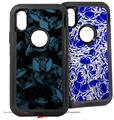 2x Decal style Skin Wrap Set compatible with Otterbox Defender iPhone X and Xs Case - Skulls Confetti Blue (CASE NOT INCLUDED)
