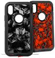 2x Decal style Skin Wrap Set compatible with Otterbox Defender iPhone X and Xs Case - Skulls Confetti White (CASE NOT INCLUDED)