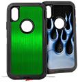 2x Decal style Skin Wrap Set compatible with Otterbox Defender iPhone X and Xs Case - Simulated Brushed Metal Green (CASE NOT INCLUDED)