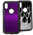 2x Decal style Skin Wrap Set compatible with Otterbox Defender iPhone X and Xs Case - Simulated Brushed Metal Purple (CASE NOT INCLUDED)