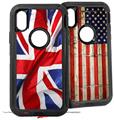 2x Decal style Skin Wrap Set compatible with Otterbox Defender iPhone X and Xs Case - Union Jack 01 (CASE NOT INCLUDED)
