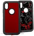 2x Decal style Skin Wrap Set compatible with Otterbox Defender iPhone X and Xs Case - Solids Collection Red Dark (CASE NOT INCLUDED)