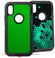 2x Decal style Skin Wrap Set compatible with Otterbox Defender iPhone X and Xs Case - Solids Collection Green (CASE NOT INCLUDED)