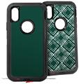 2x Decal style Skin Wrap Set compatible with Otterbox Defender iPhone X and Xs Case - Solids Collection Hunter Green (CASE NOT INCLUDED)