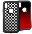 2x Decal style Skin Wrap Set compatible with Otterbox Defender iPhone X and Xs Case - Checkered Canvas Black and White (CASE NOT INCLUDED)