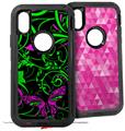 2x Decal style Skin Wrap Set compatible with Otterbox Defender iPhone X and Xs Case - Twisted Garden Green and Hot Pink (CASE NOT INCLUDED)