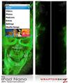 iPod Nano 4G Skin Flaming Fire Skull Green