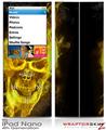 iPod Nano 4G Skin Flaming Fire Skull Yellow