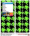 iPod Nano 4G Skin Houndstooth Neon Lime Green on Black