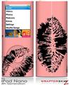 iPod Nano 4G Skin Big Kiss Lips Black on Pink