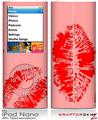 iPod Nano 4G Skin Big Kiss Lips Red on Pink