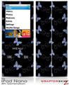 iPod Nano 4G Skin Pastel Butterflies Blue on Black