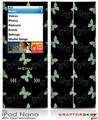 iPod Nano 4G Skin Pastel Butterflies Green on Black