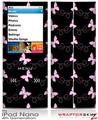 iPod Nano 4G Skin Pastel Butterflies Pink on Black