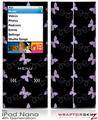 iPod Nano 4G Skin Pastel Butterflies Purple on Black