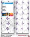 iPod Nano 4G Skin Pastel Butterflies Purple on White