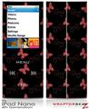 iPod Nano 4G Skin Pastel Butterflies Red on Black