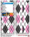 iPod Nano 4G Skin Argyle Pink and Gray