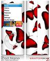 iPod Nano 4G Skin Butterflies Red