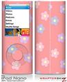 iPod Nano 4G Skin Pastel Flowers on Pink