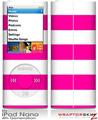iPod Nano 4G Skin Kearas Psycho Stripes Hot Pink and White