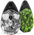 Skin Decal Wrap 2 Pack compatible with Suorin Drop Chrome Skull on White VAPE NOT INCLUDED