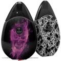 Skin Decal Wrap 2 Pack compatible with Suorin Drop Flaming Fire Skull Hot Pink Fuchsia VAPE NOT INCLUDED