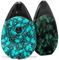 Skin Decal Wrap 2 Pack compatible with Suorin Drop Scattered Skulls Neon Teal VAPE NOT INCLUDED
