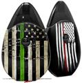 Skin Decal Wrap 2 Pack compatible with Suorin Drop Painted Faded and Cracked Green Line USA American Flag VAPE NOT INCLUDED