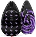 Skin Decal Wrap 2 Pack compatible with Suorin Drop Pastel Butterflies Purple on Black VAPE NOT INCLUDED
