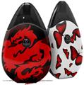 Skin Decal Wrap 2 Pack compatible with Suorin Drop Oriental Dragon Red on Black VAPE NOT INCLUDED