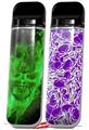 Skin Decal Wrap 2 Pack for Smok Novo v1 Flaming Fire Skull Green VAPE NOT INCLUDED