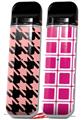 Skin Decal Wrap 2 Pack for Smok Novo v1 Houndstooth Pink on Black VAPE NOT INCLUDED