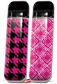 Skin Decal Wrap 2 Pack for Smok Novo v1 Houndstooth Hot Pink on Black VAPE NOT INCLUDED