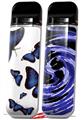 Skin Decal Wrap 2 Pack for Smok Novo v1 Butterflies Blue VAPE NOT INCLUDED