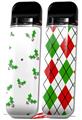 Skin Decal Wrap 2 Pack for Smok Novo v1 Christmas Holly Leaves on White VAPE NOT INCLUDED