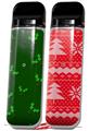 Skin Decal Wrap 2 Pack for Smok Novo v1 Christmas Holly Leaves on Green VAPE NOT INCLUDED