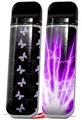 Skin Decal Wrap 2 Pack for Smok Novo v1 Pastel Butterflies Purple on Black VAPE NOT INCLUDED