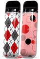 Skin Decal Wrap 2 Pack for Smok Novo v1 Argyle Red and Gray VAPE NOT INCLUDED