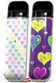 Skin Decal Wrap 2 Pack for Smok Novo v1 Pastel Hearts on White VAPE NOT INCLUDED