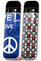Skin Decal Wrap 2 Pack for Smok Novo v1 Love and Peace Blue VAPE NOT INCLUDED