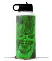Skin Wrap Decal compatible with Hydro Flask Wide Mouth Bottle 32oz Flaming Fire Skull Green (BOTTLE NOT INCLUDED)