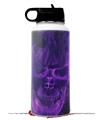 Skin Wrap Decal compatible with Hydro Flask Wide Mouth Bottle 32oz Flaming Fire Skull Purple (BOTTLE NOT INCLUDED)