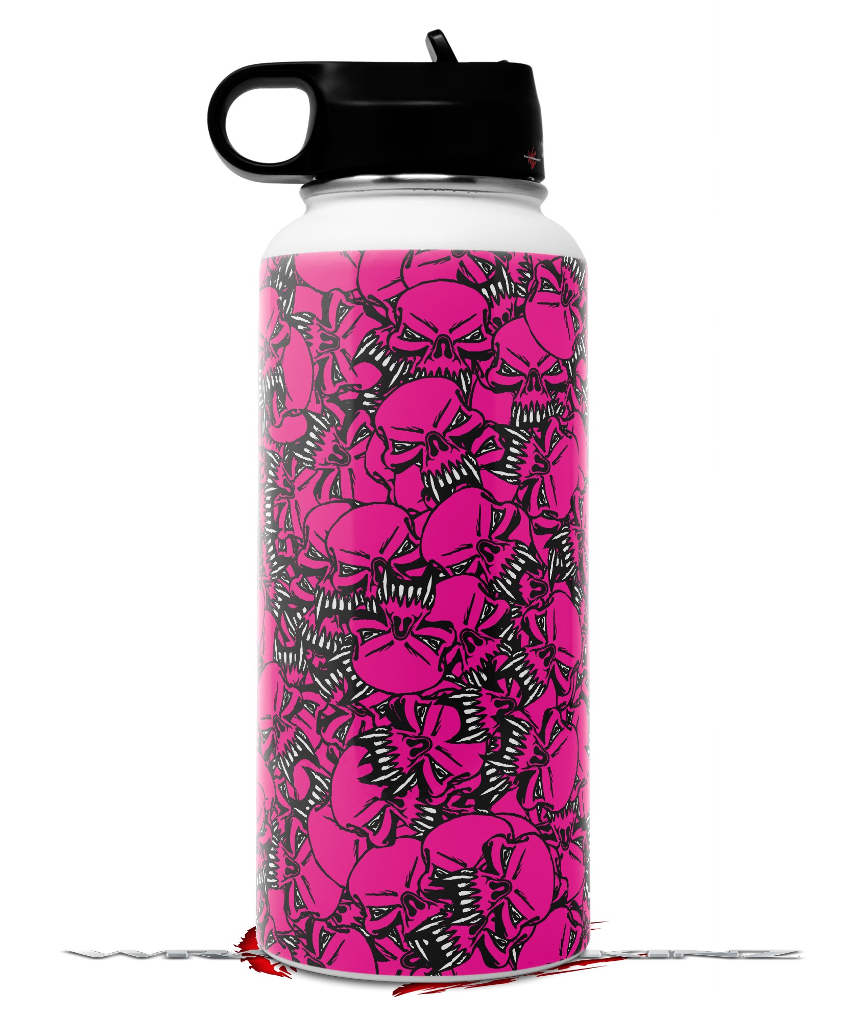 Hydro Flask 32oz Bottle Scattered Skulls Hot Pink