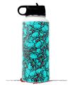 Skin Wrap Decal compatible with Hydro Flask Wide Mouth Bottle 32oz Scattered Skulls Neon Teal (BOTTLE NOT INCLUDED)