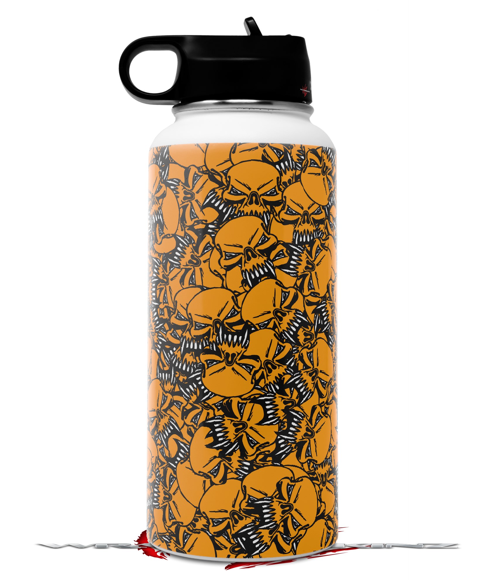 Hydro Flask 32oz Bottle Scattered Skulls Orange