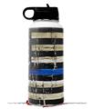 Skin Wrap Decal compatible with Hydro Flask Wide Mouth Bottle 32oz Painted Faded Cracked Blue Line Stripe USA American Flag (BOTTLE NOT INCLUDED)
