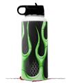 Skin Wrap Decal compatible with Hydro Flask Wide Mouth Bottle 32oz Metal Flames Green (BOTTLE NOT INCLUDED)