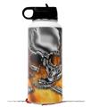 Skin Wrap Decal compatible with Hydro Flask Wide Mouth Bottle 32oz Chrome Skull on Fire (BOTTLE NOT INCLUDED)