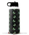 Skin Wrap Decal compatible with Hydro Flask Wide Mouth Bottle 32oz Pastel Butterflies Green on Black (BOTTLE NOT INCLUDED)